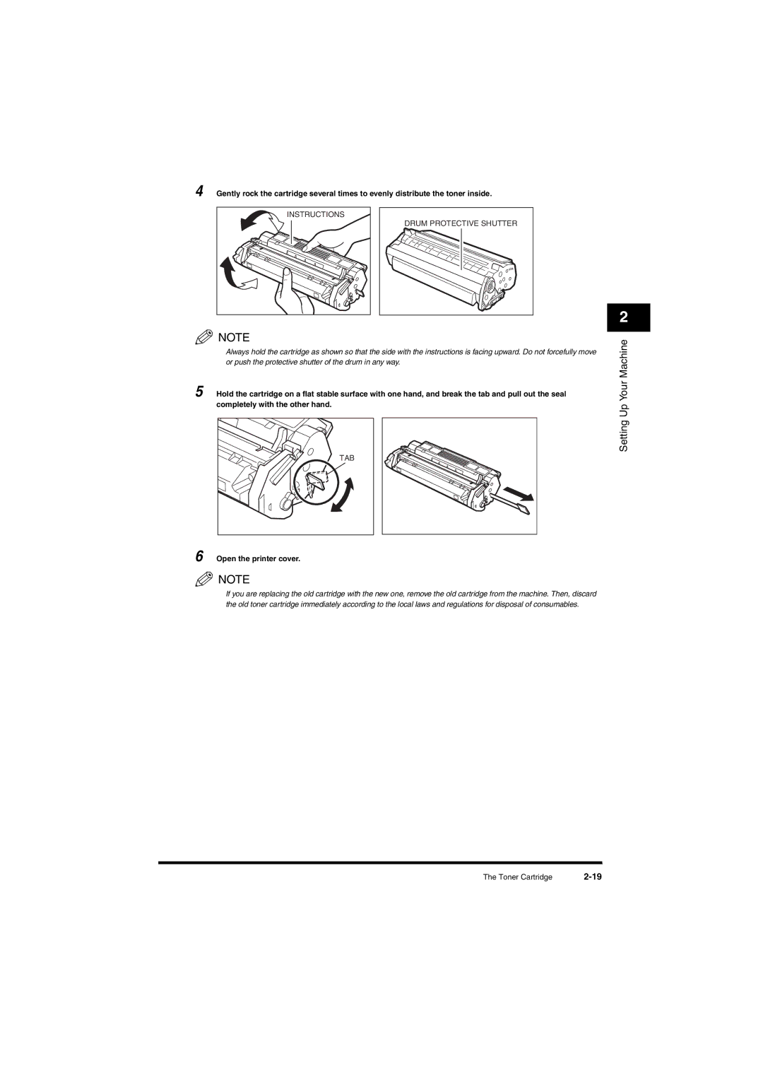 Canon L380S manual Setting Up Your Machine, Open the printer cover 