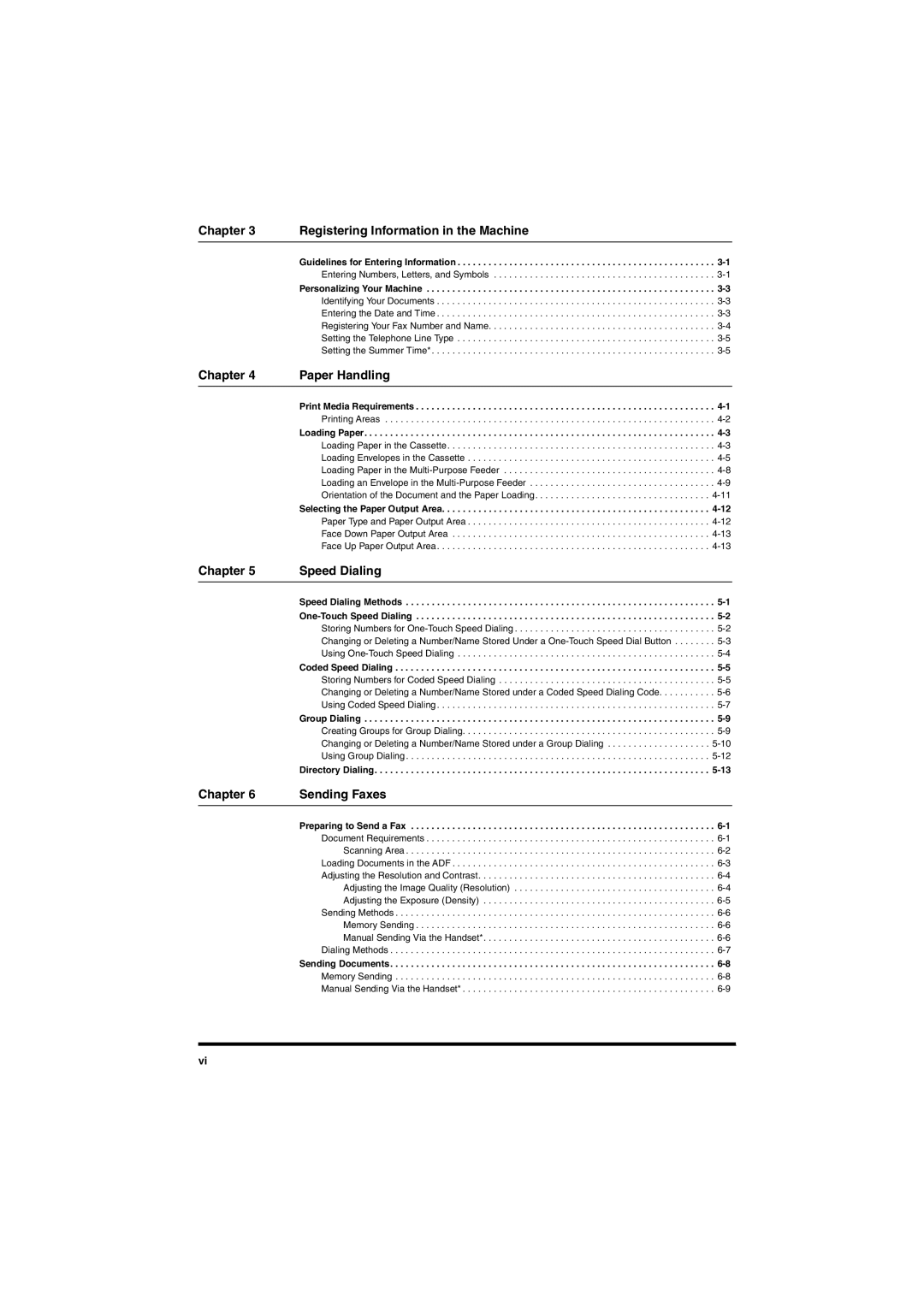 Canon L380S Registering Information in the Machine, Chapter Paper Handling, Chapter Speed Dialing, Chapter Sending Faxes 