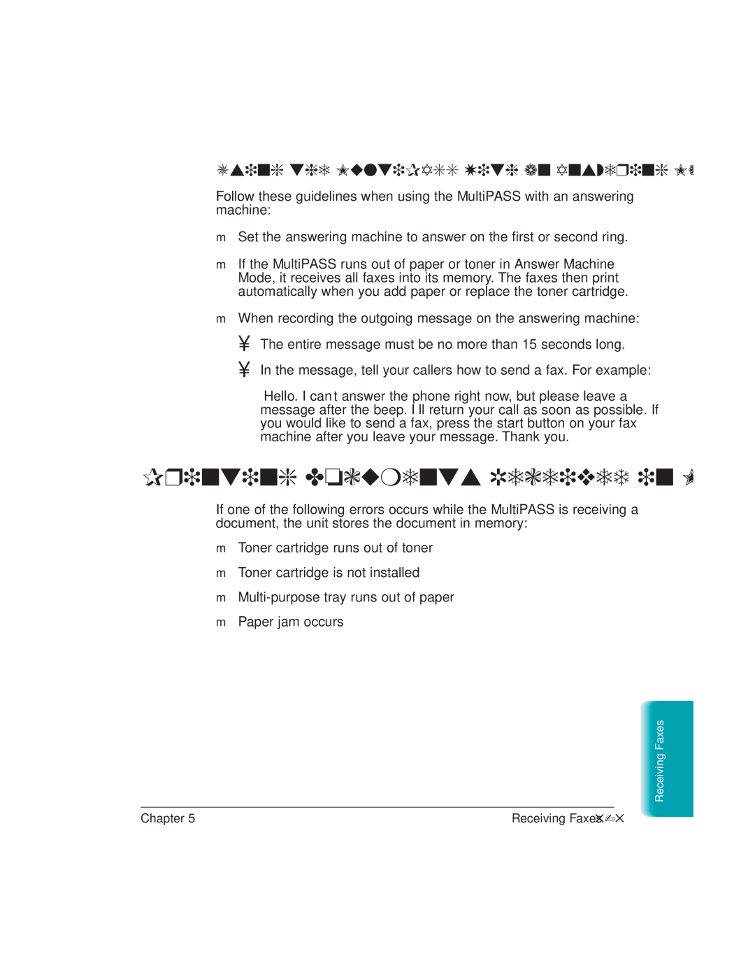 Canon L6000 manual Printing Documents Received in Memory, Using the MultiPASS With an Answering Machine 