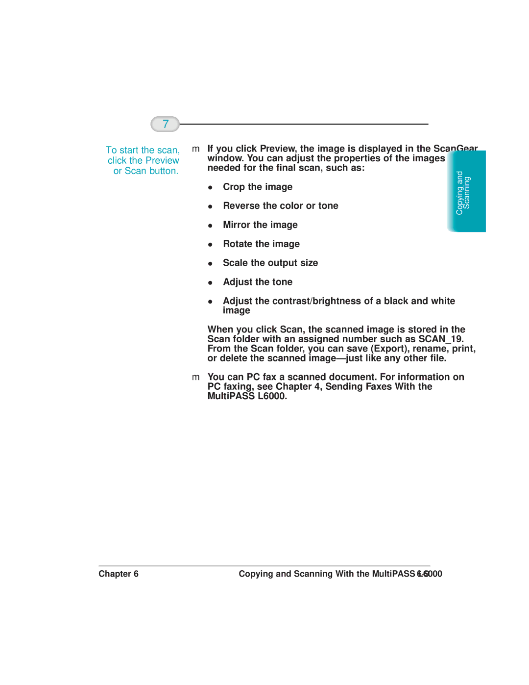 Canon L6000 manual To start the scan, click the Preview or Scan button 