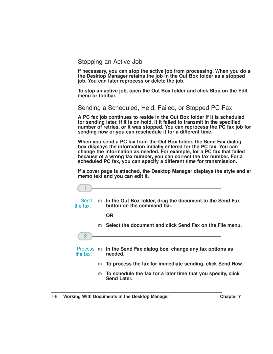 Canon L6000 manual Stopping an Active Job, Sending a Scheduled, Held, Failed, or Stopped PC Fax 