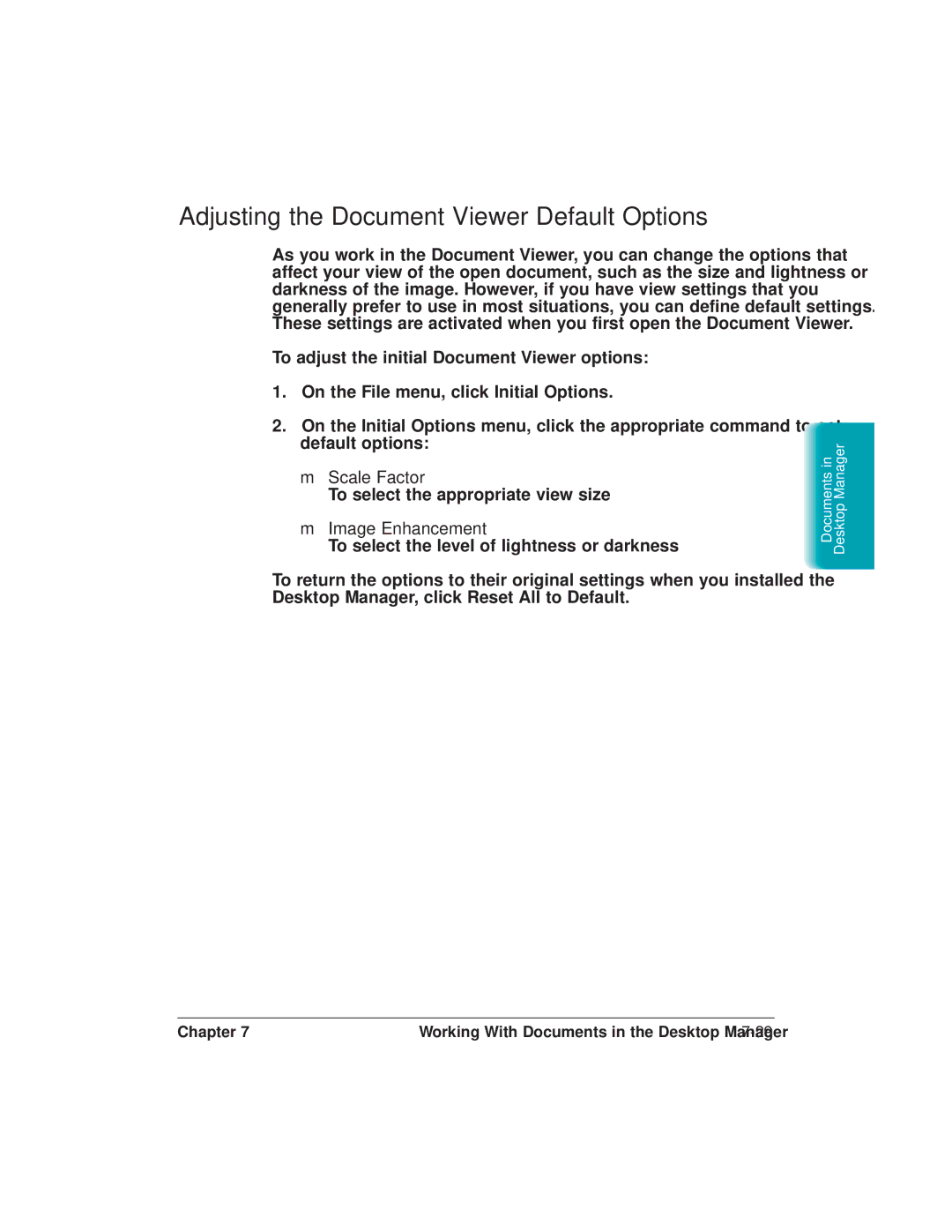 Canon L6000 manual Adjusting the Document Viewer Default Options, Scale Factor, Image Enhancement 