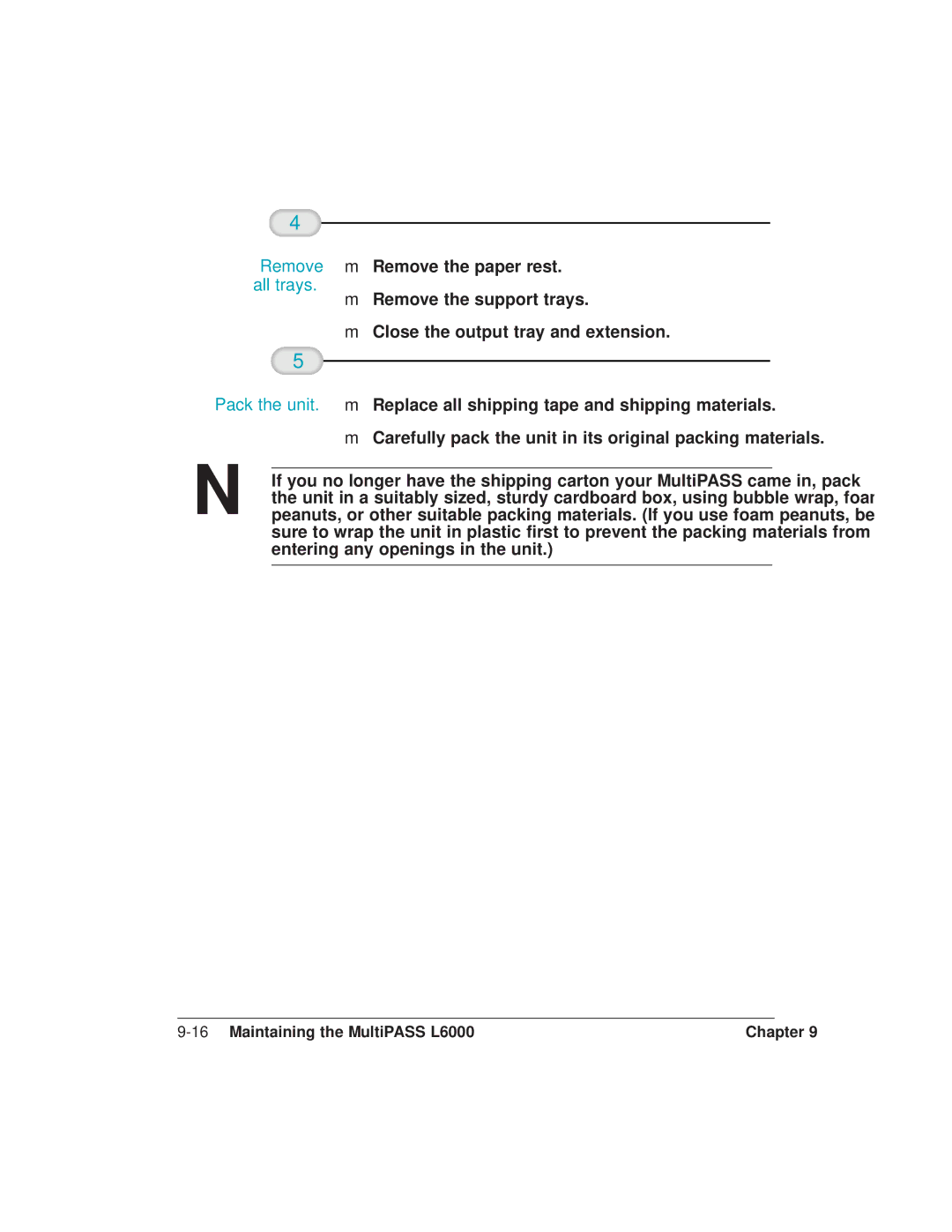 Canon L6000 manual Pack the unit 