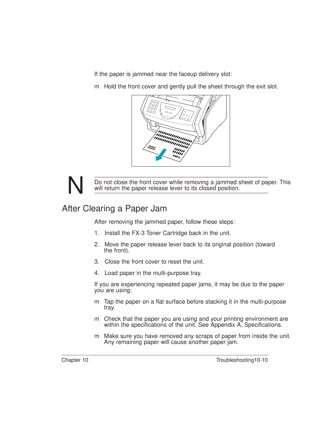 Canon L6000 manual After Clearing a Paper Jam 