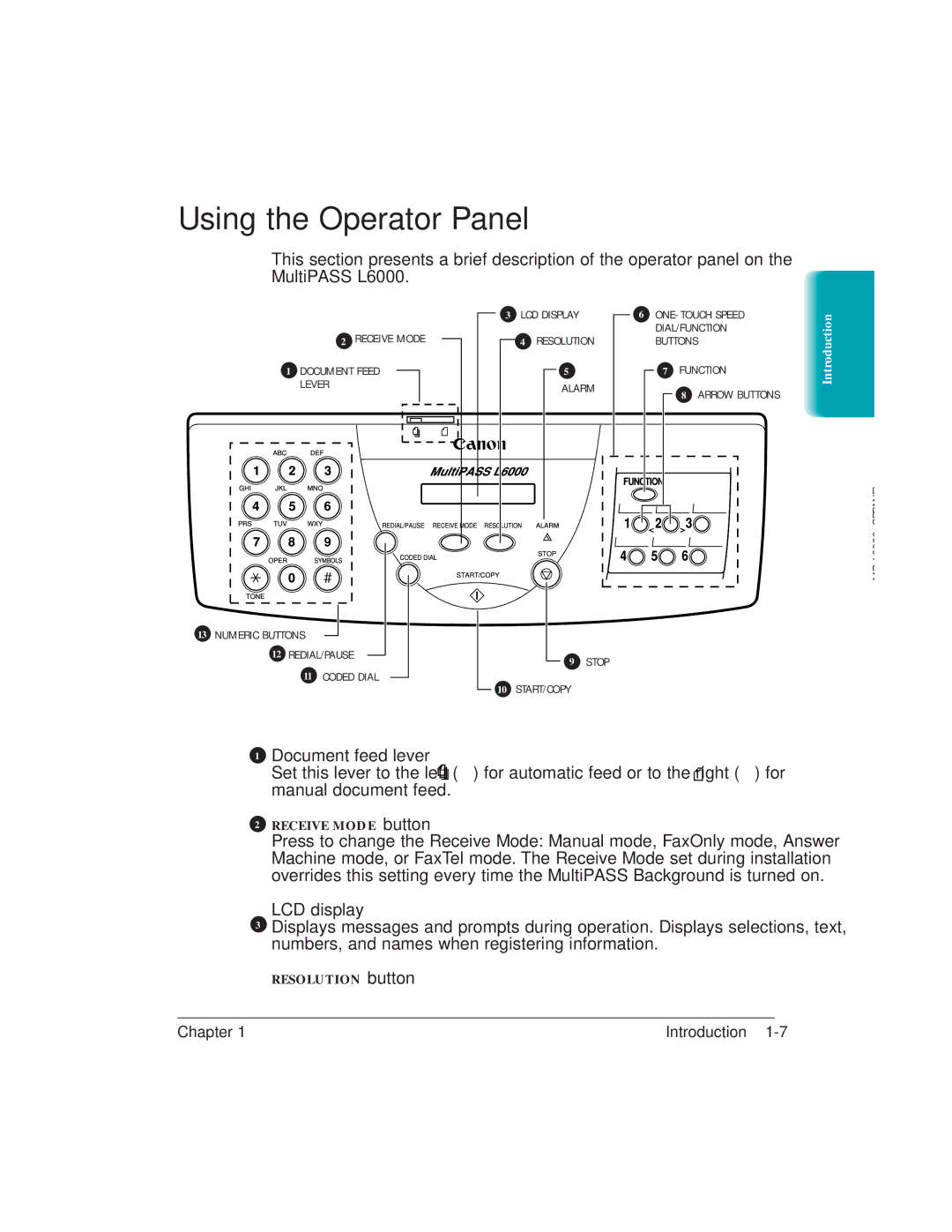 Canon L6000 manual Using the Operator Panel 