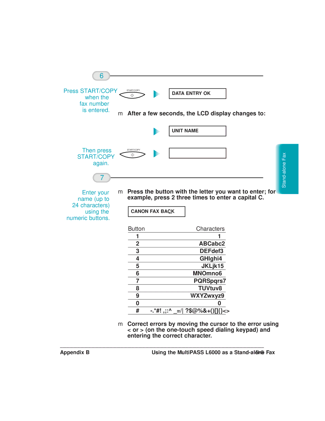 Canon L6000 manual When Fax number Is entered 