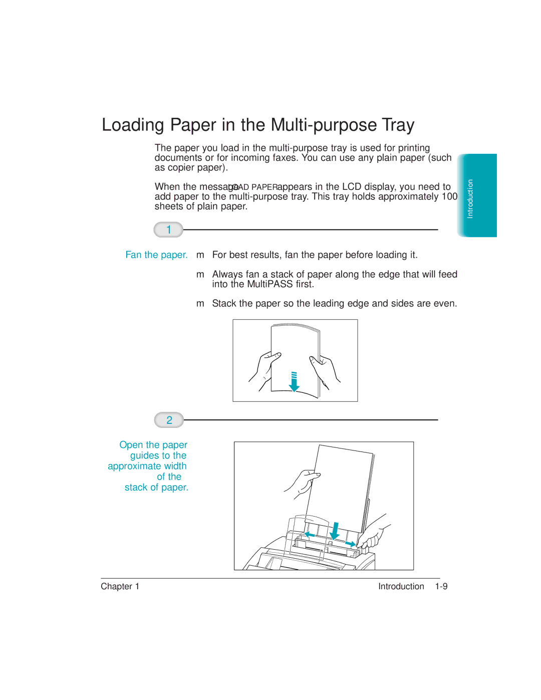 Canon L6000 manual Loading Paper in the Multi-purpose Tray, Fan the paper 