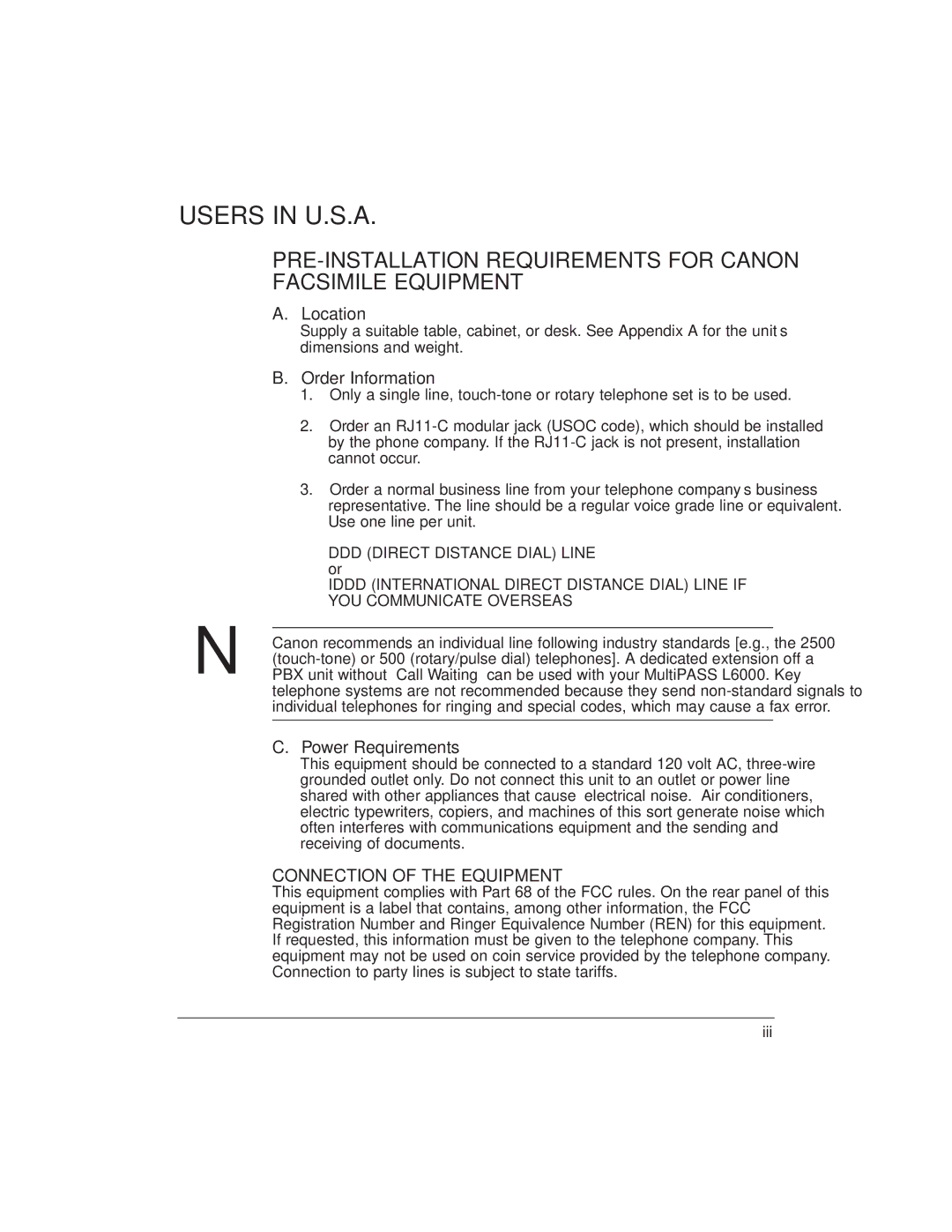 Canon L6000 manual Users in U.S.A 