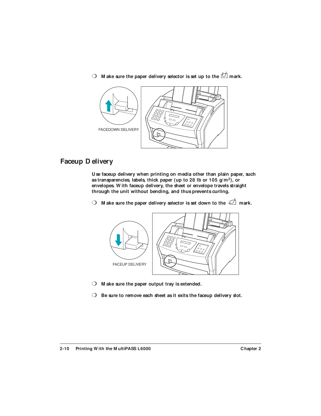 Canon L6000 manual Faceup Delivery 