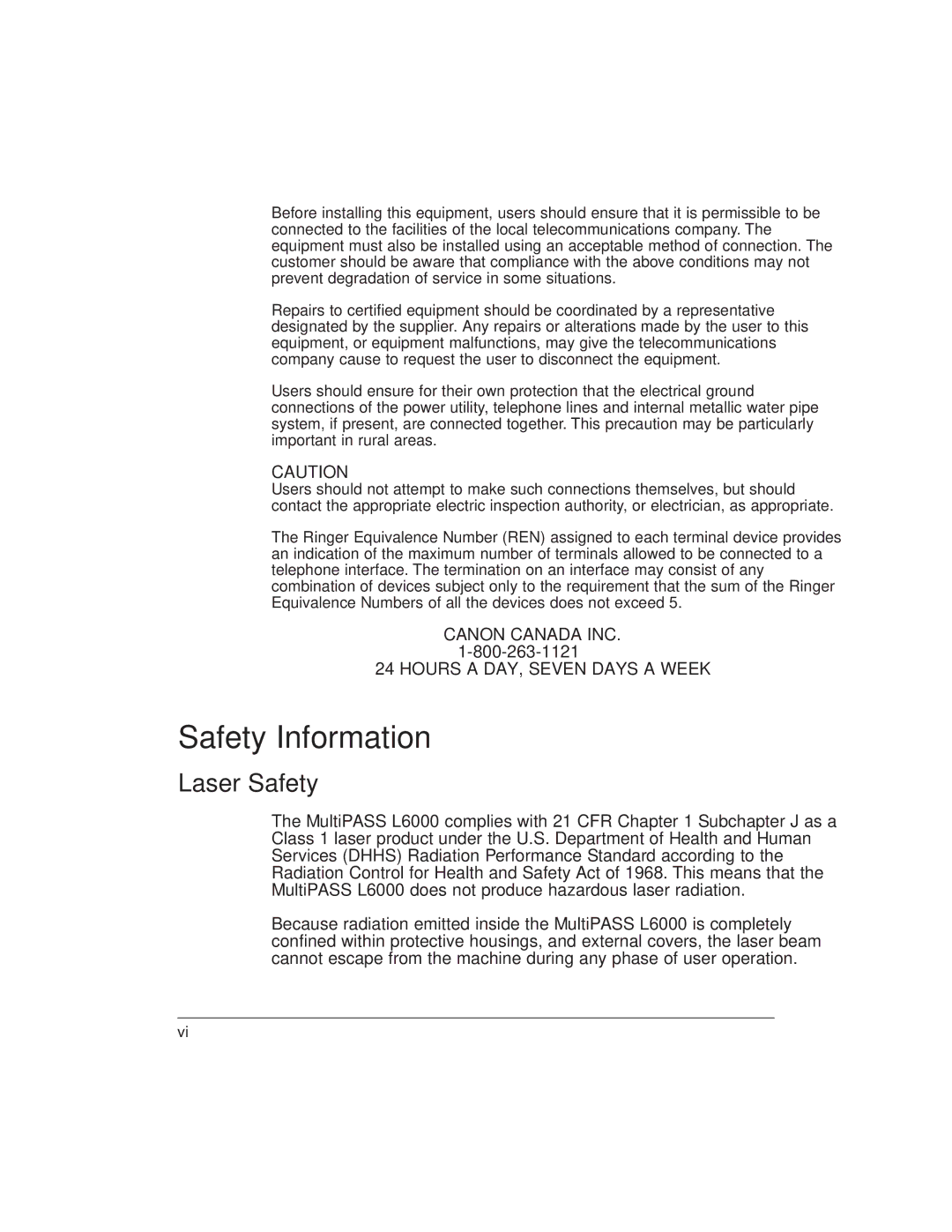 Canon L6000 manual Safety Information, Laser Safety 