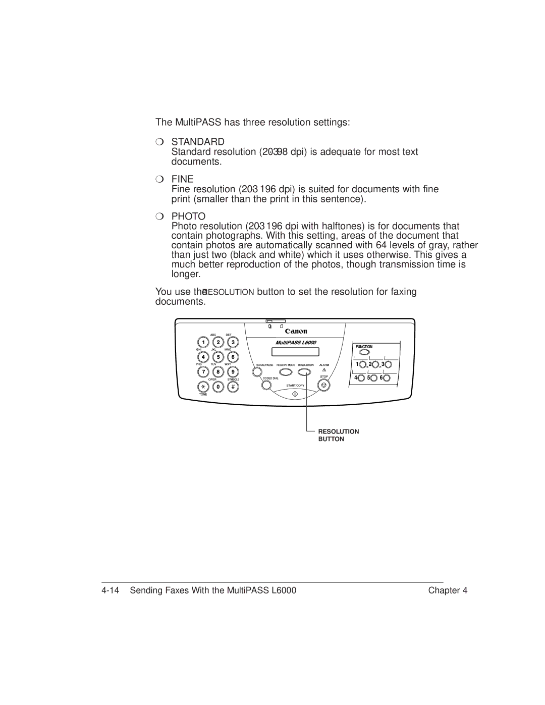 Canon L6000 manual Standard 