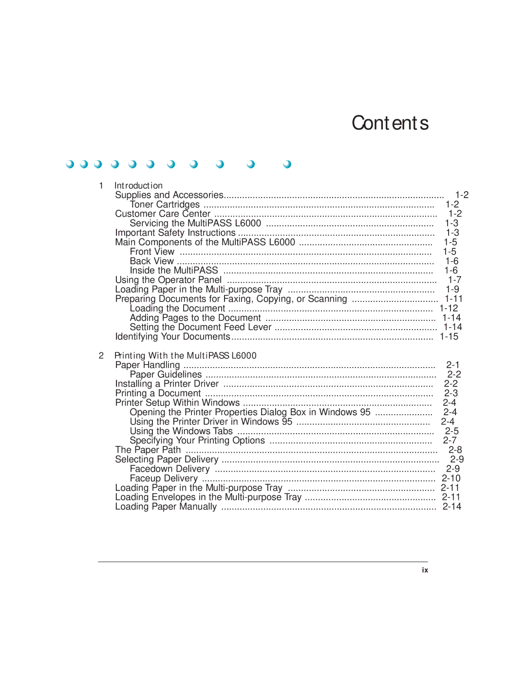 Canon L6000 manual Contents 