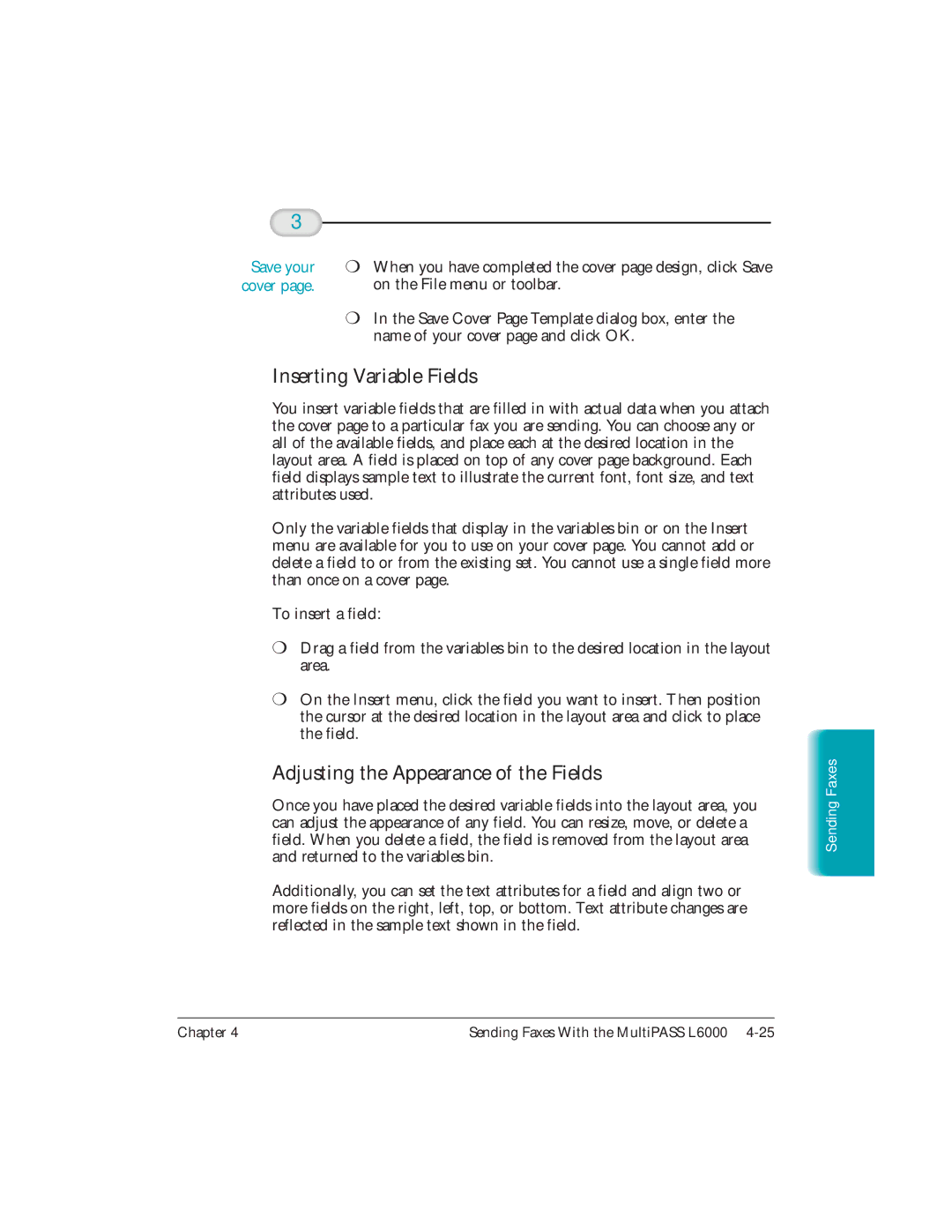 Canon L6000 manual Inserting Variable Fields, Save your 