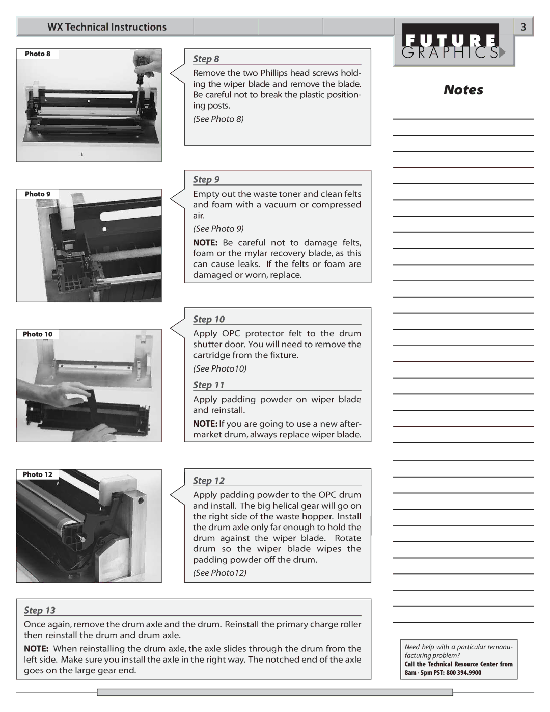 Canon LBP-2460 manual Apply padding powder on wiper blade and reinstall 