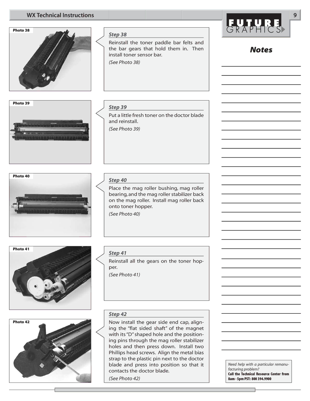 Canon LBP-2460 manual Put a little fresh toner on the doctor blade and reinstall 