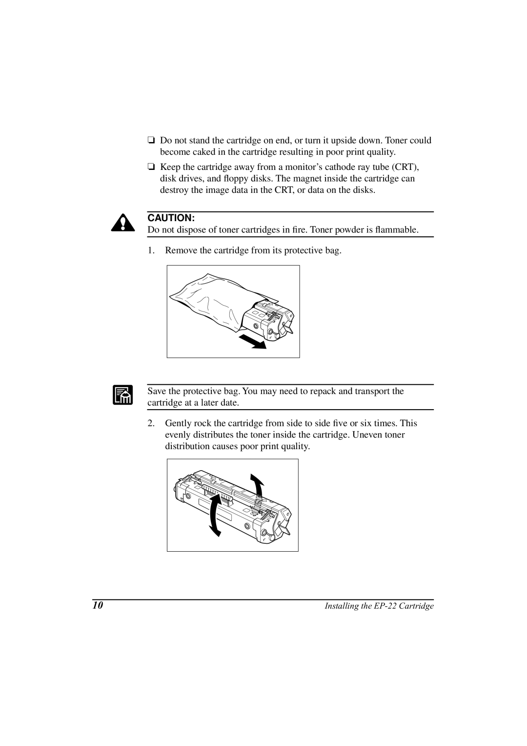 Canon LBP-800 manual Installing the EP-22 Cartridge 