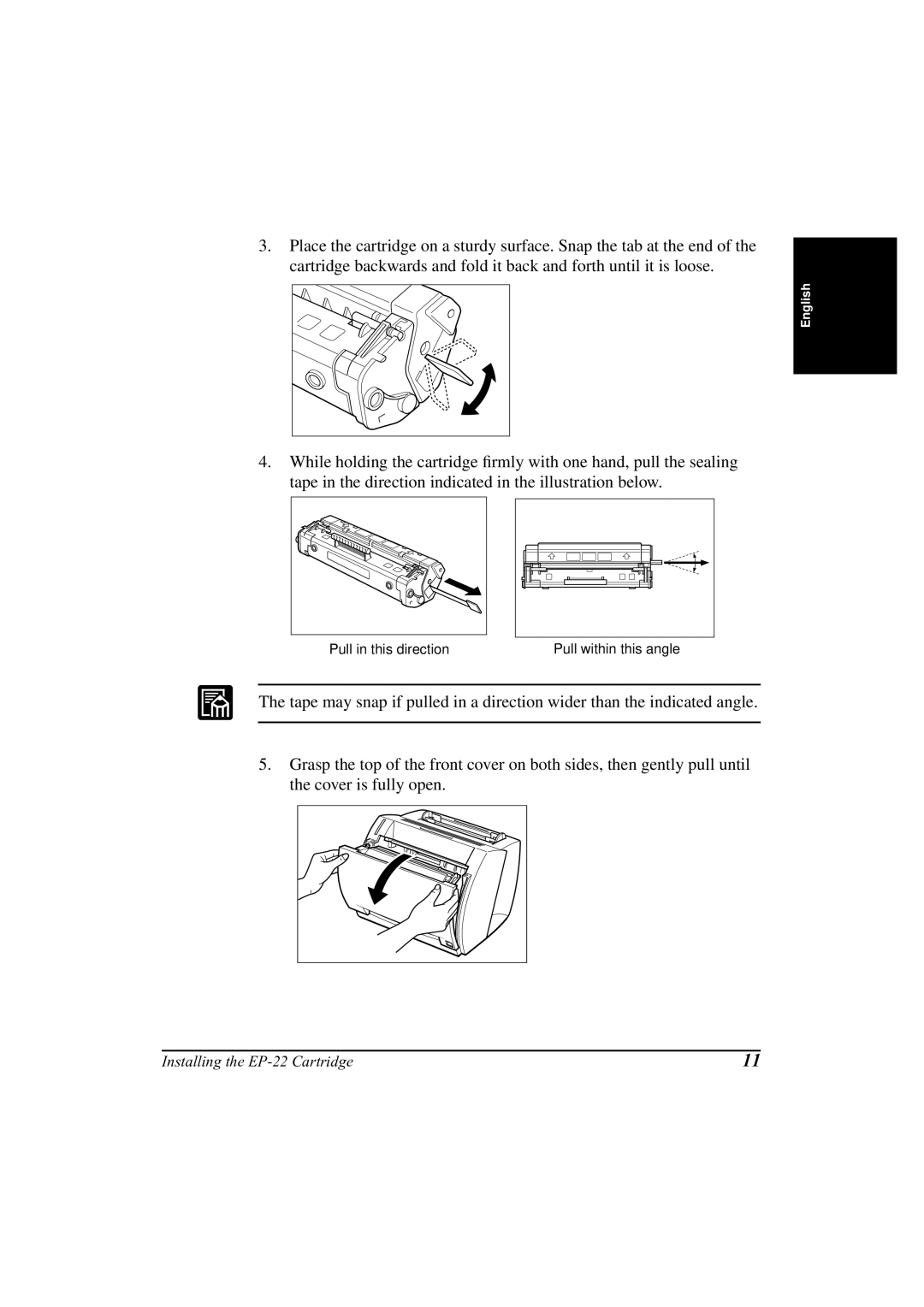 Canon LBP-800 manual Pull in this direction 