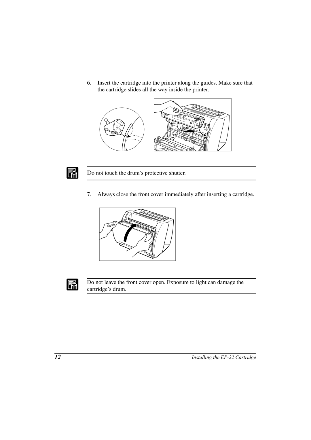 Canon LBP-800 manual Installing the EP-22 Cartridge 