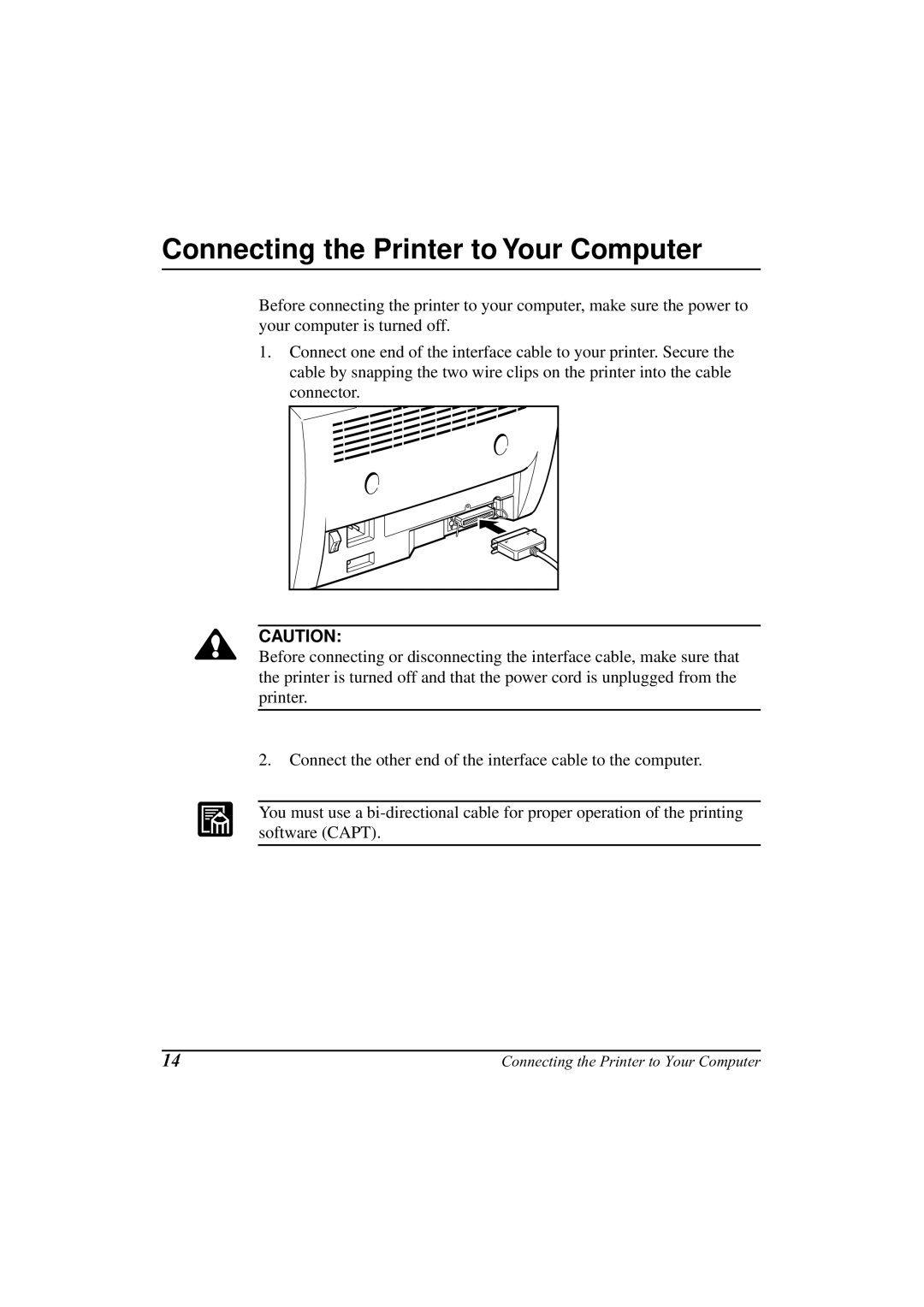 Canon LBP-800 manual Connecting the Printer to Your Computer 