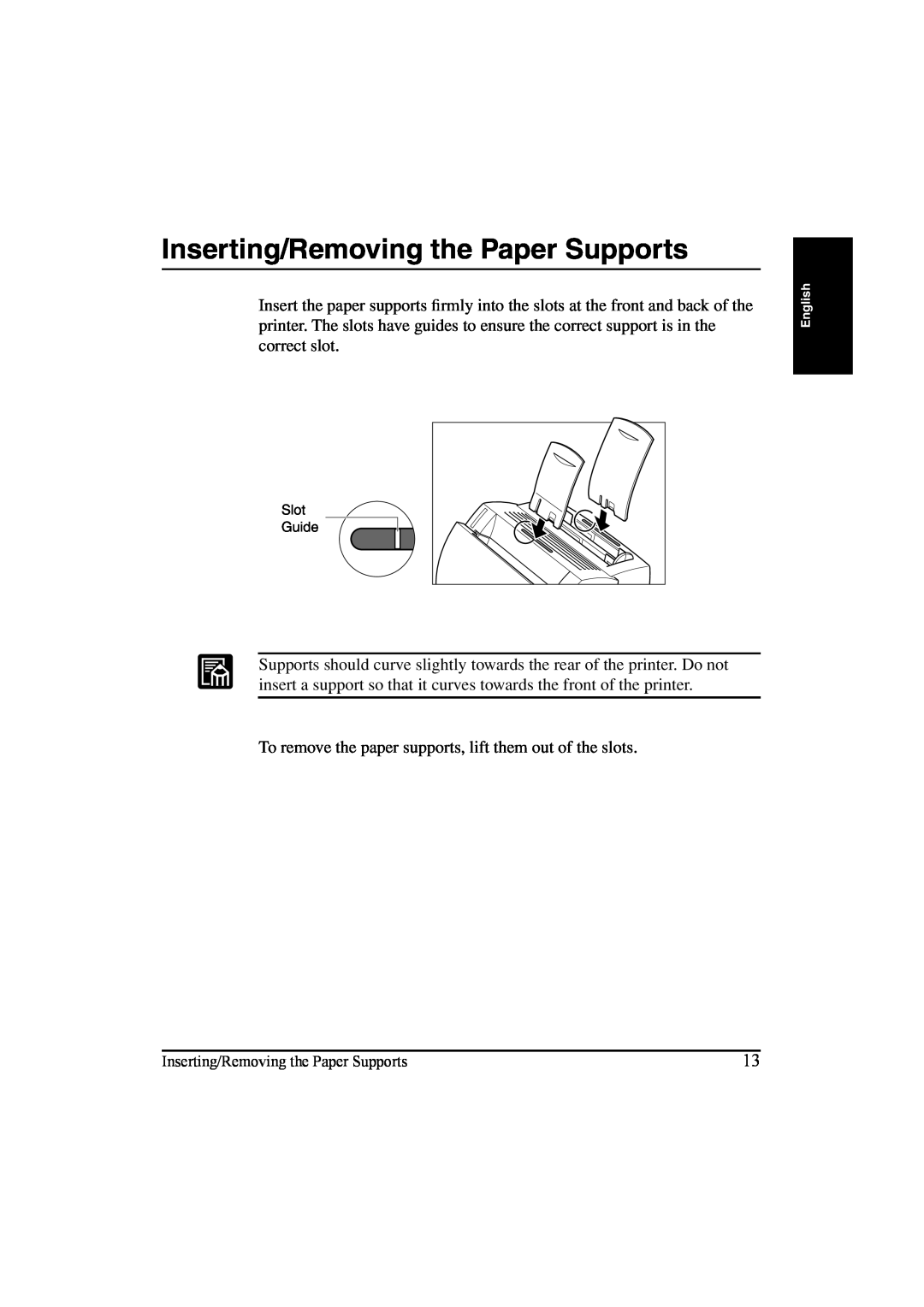 Canon LBP-810 manual Inserting/Removing the Paper Supports 