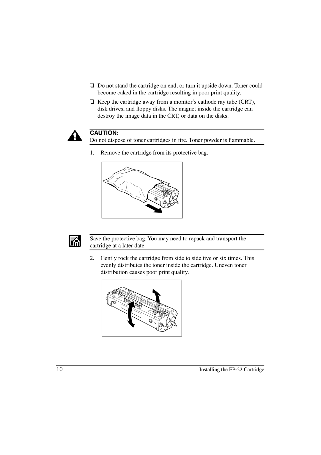 Canon LBP-810 manual Installing the EP-22 Cartridge 