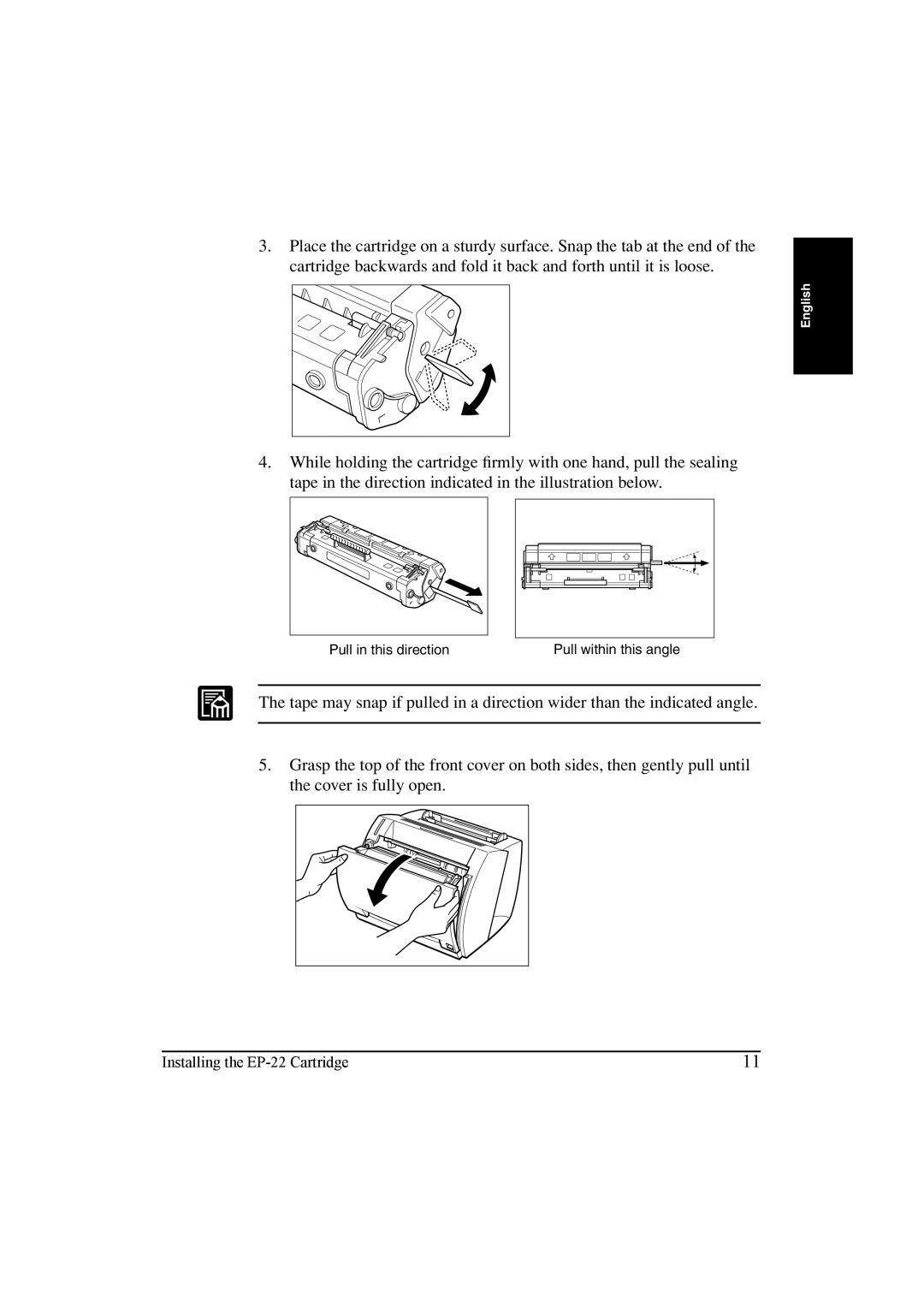 Canon LBP-810 manual Pull in this direction 