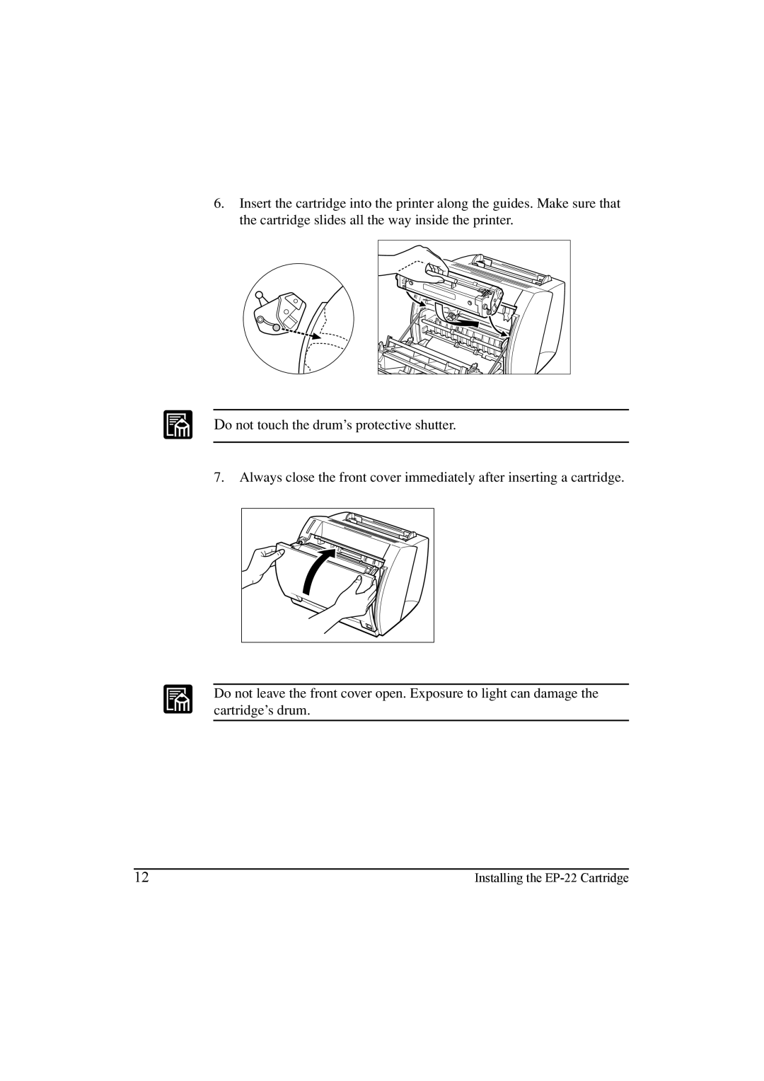 Canon LBP-810 manual Installing the EP-22 Cartridge 