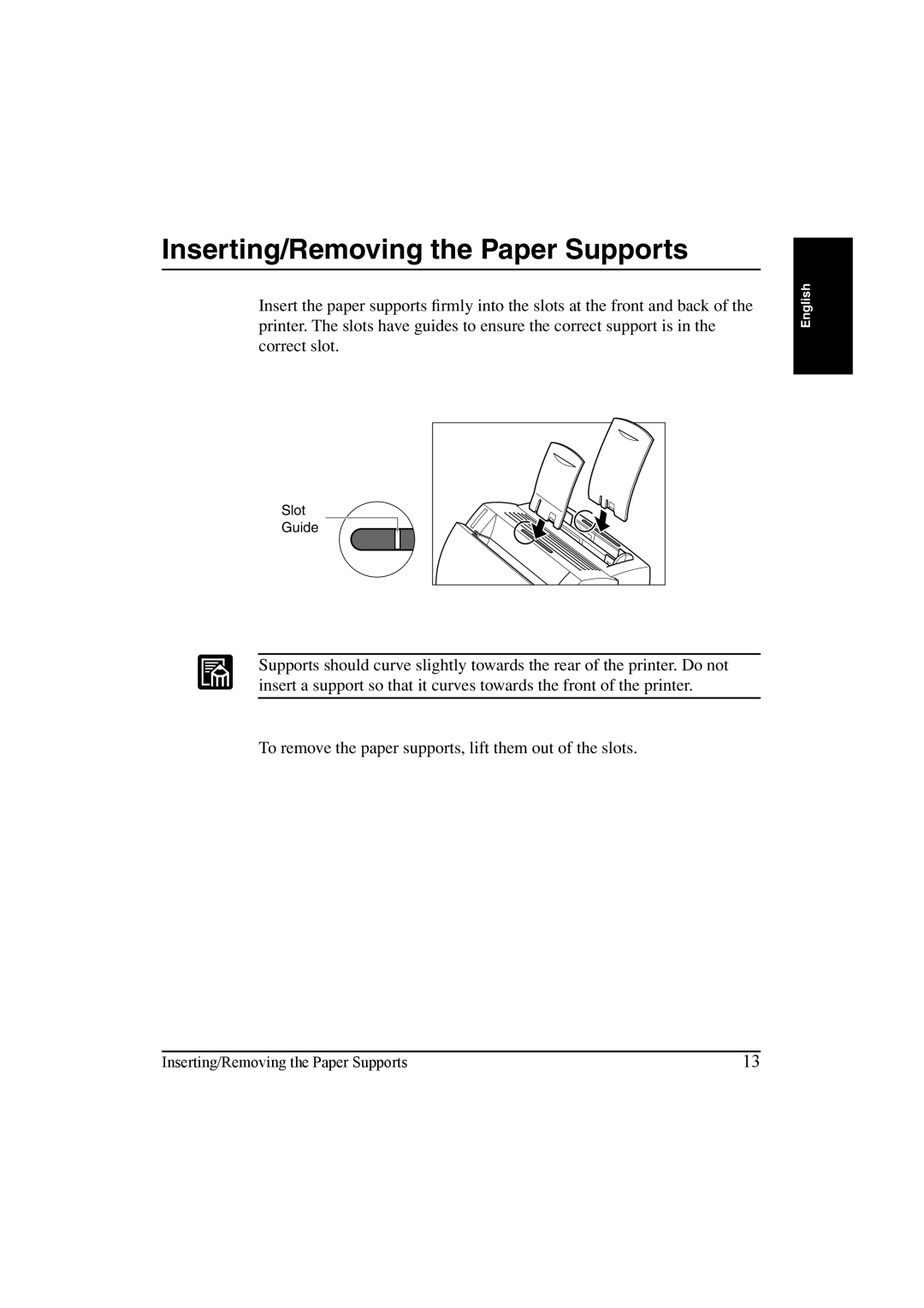 Canon LBP-810 manual Inserting/Removing the Paper Supports 