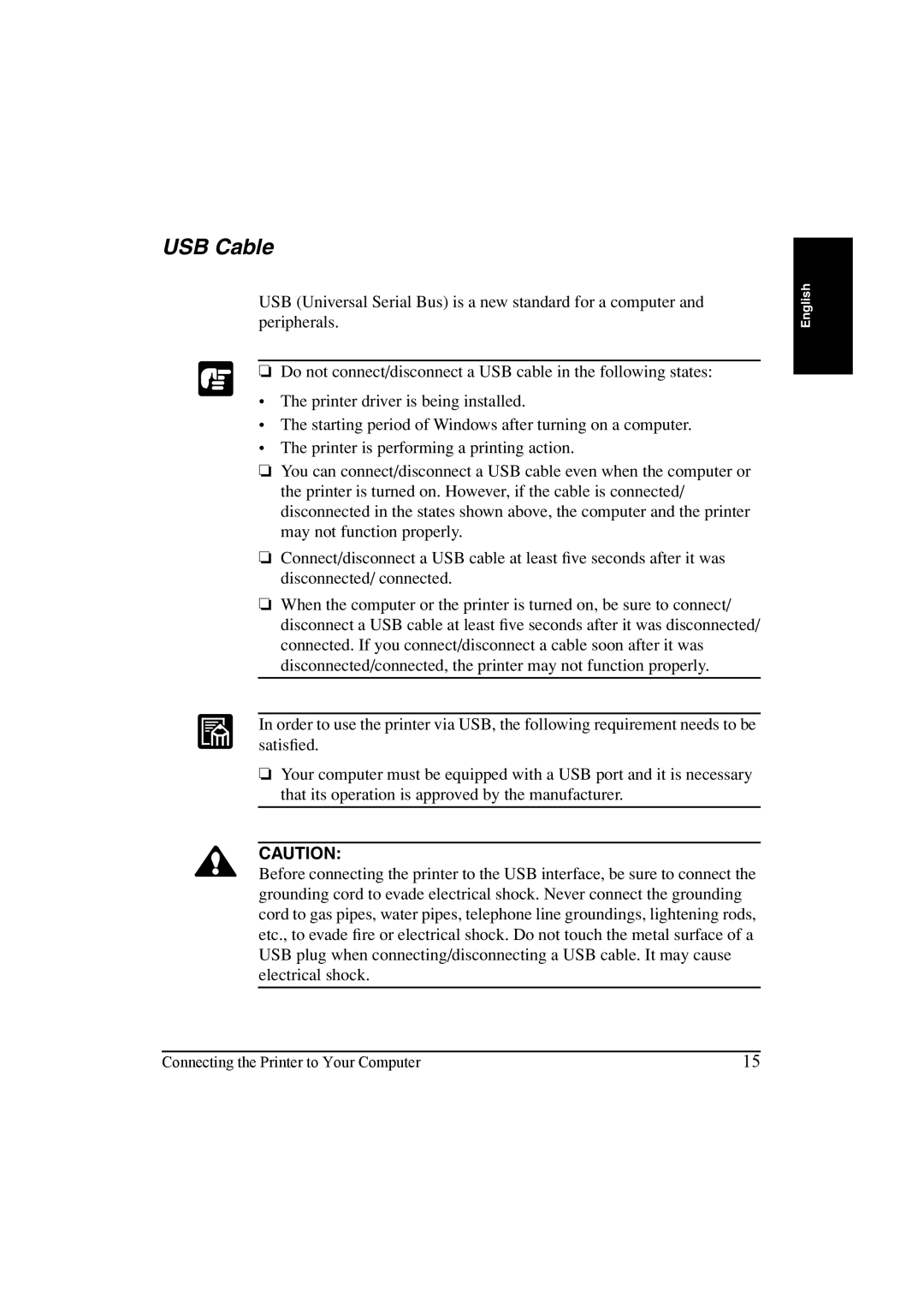 Canon LBP-810 manual USB Cable 