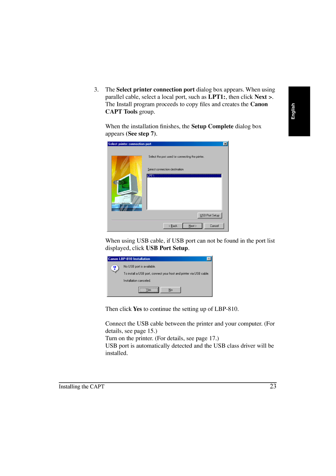 Canon LBP-810 manual Installing the Capt 