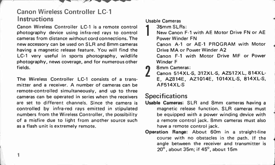 Canon LC-1 manual 