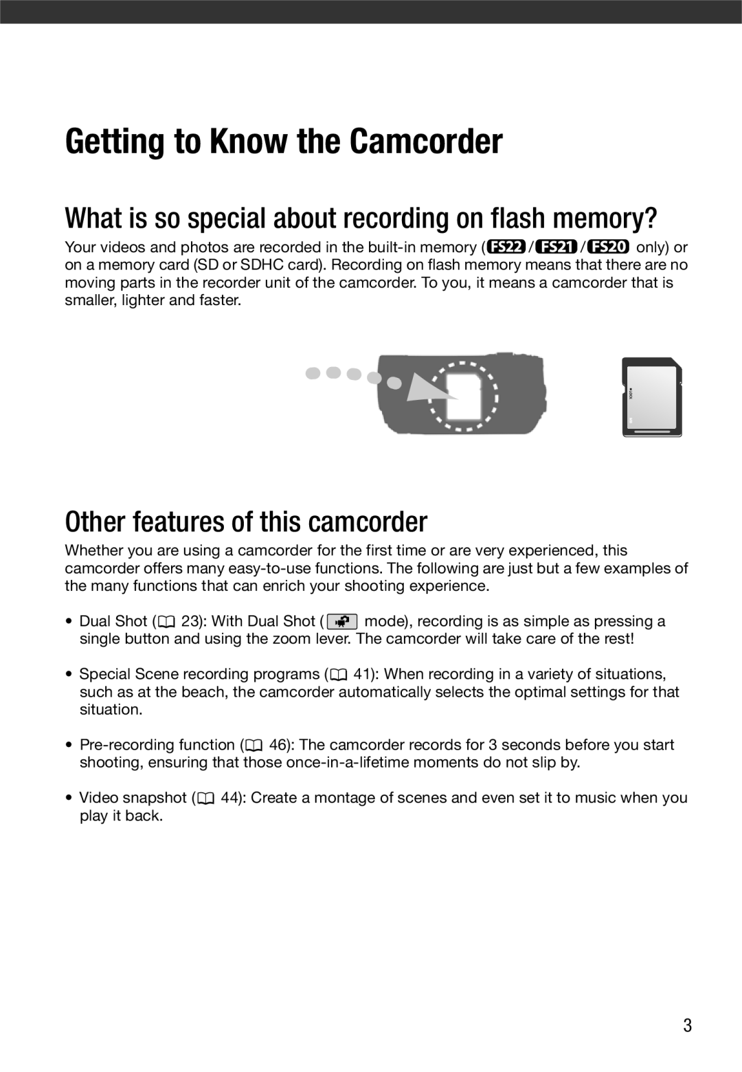 Canon LEGRIA FS200, LEGRIA FS21, LEGRIA FS22 instruction manual Getting to Know the Camcorder 