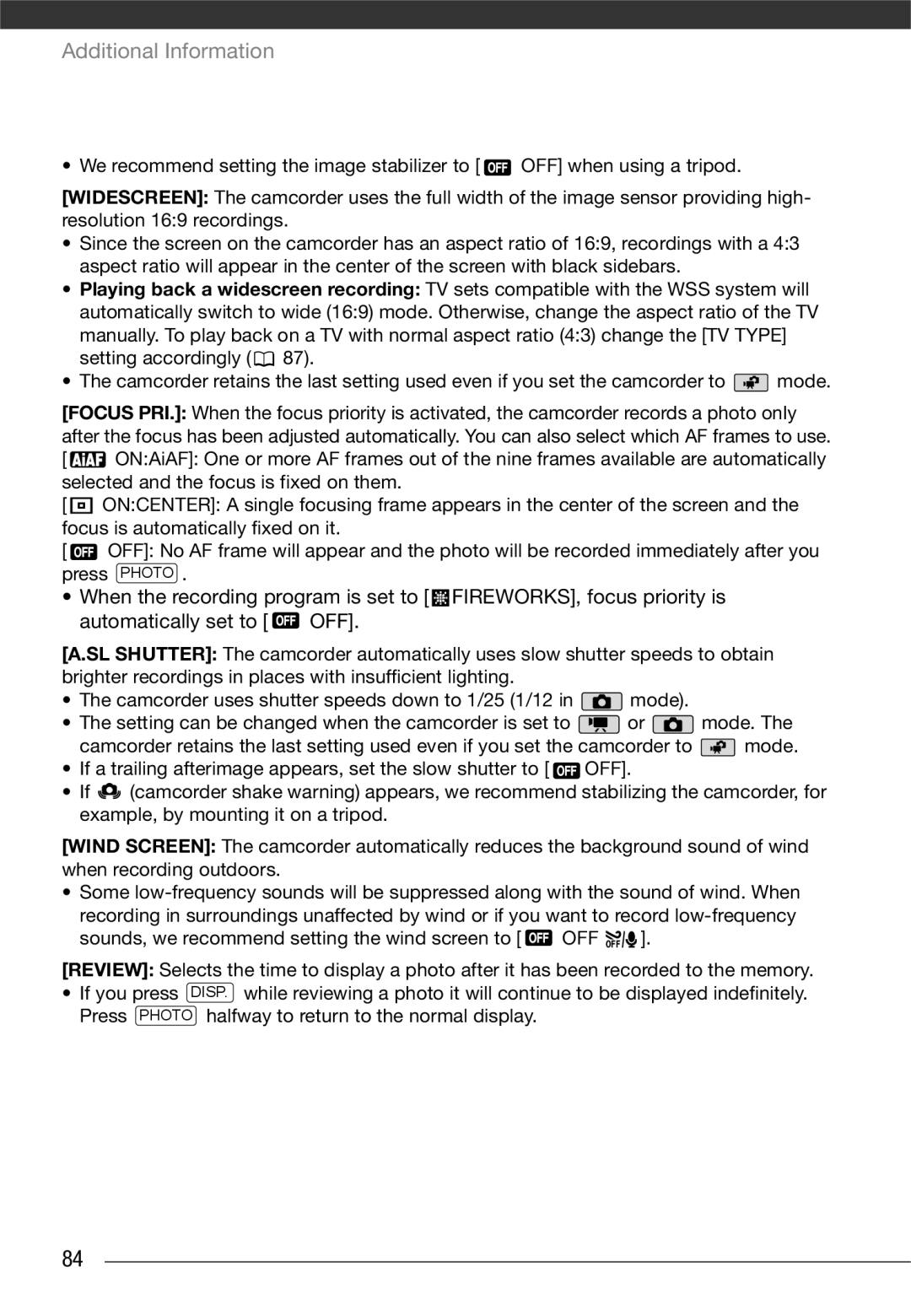 Canon LEGRIA FS21, LEGRIA FS22, LEGRIA FS200 instruction manual Additional Information 