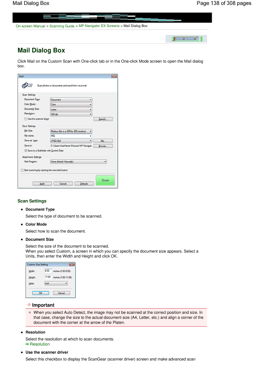 Canon LiDE 700F manual Mail Dialog Box 138 of 308 pages 