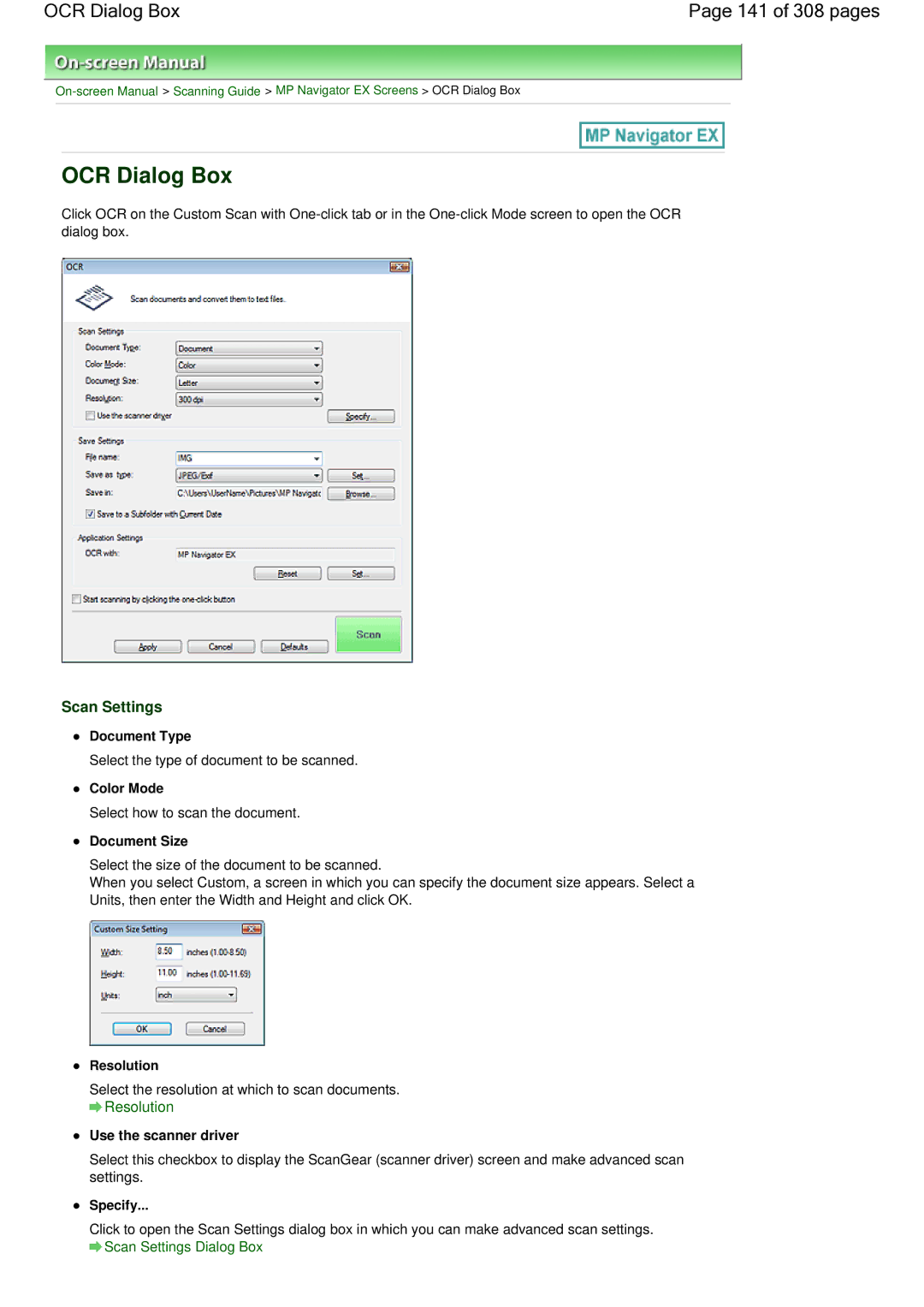 Canon LiDE 700F manual OCR Dialog Box 141 of 308 pages 