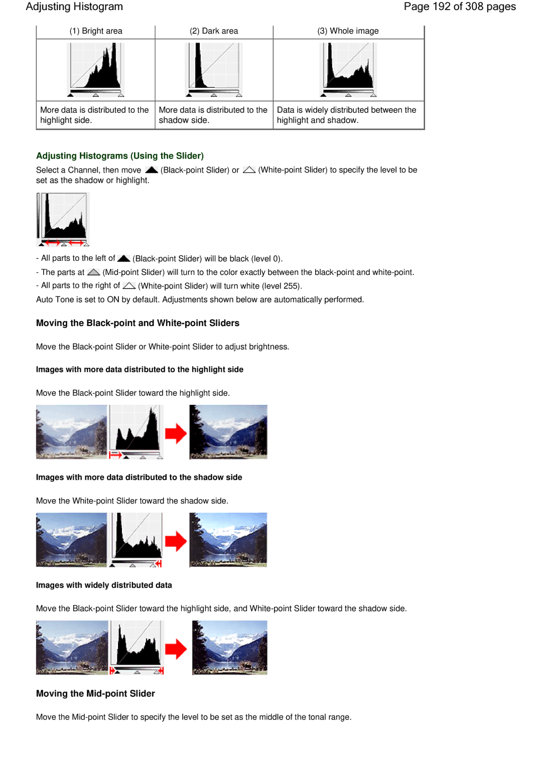 Canon LiDE 700F manual Adjusting Histogram 192 of 308 pages, Adjusting Histograms Using the Slider 