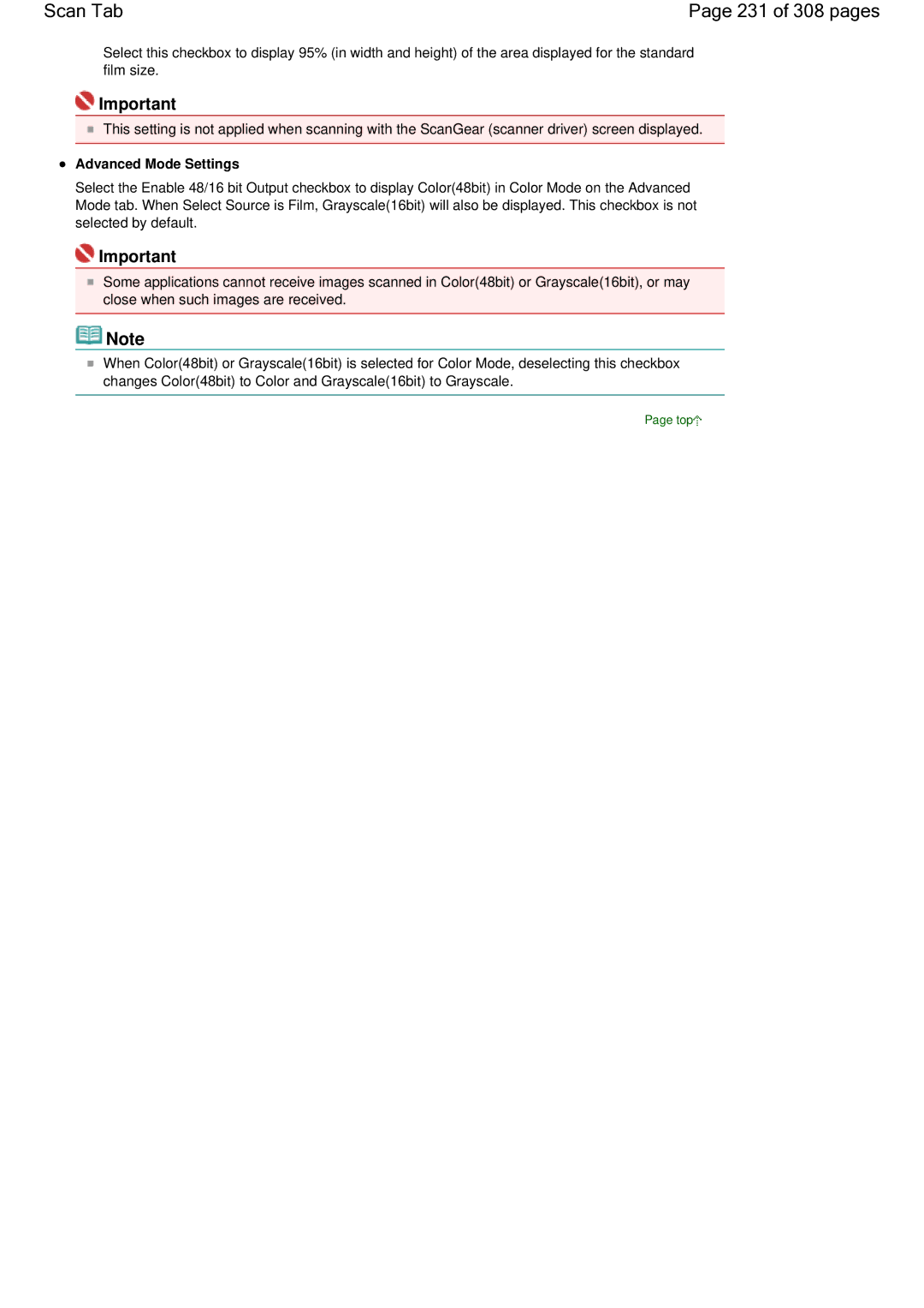 Canon LiDE 700F manual Scan Tab 231 of 308 pages, Advanced Mode Settings 