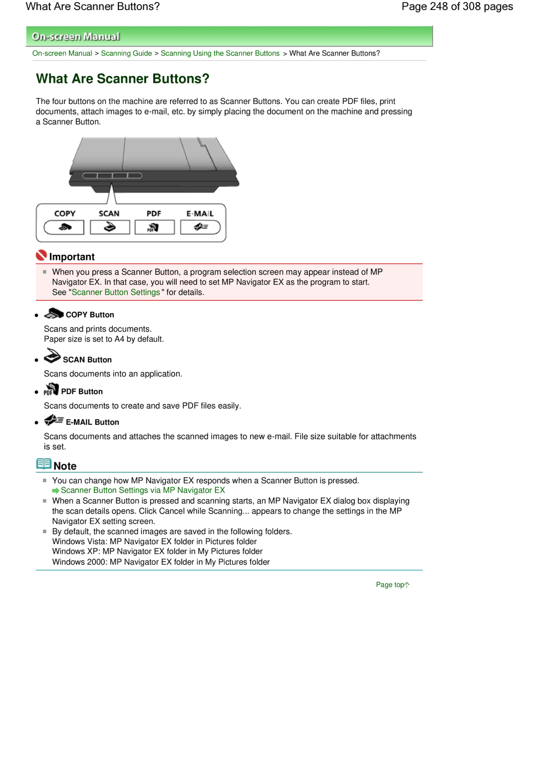 Canon LiDE 700F manual What Are Scanner Buttons? 248 of 308 pages 