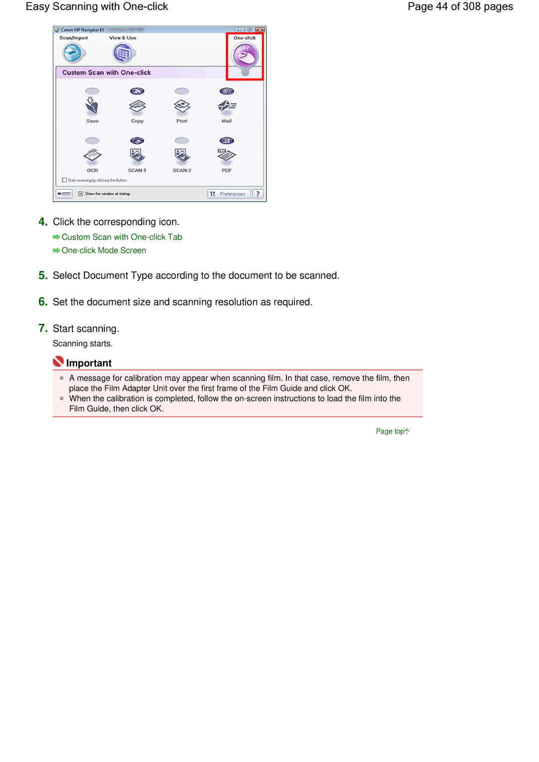 Canon LiDE 700F manual Easy Scanning with One-click 44 of 308 pages, Click the corresponding icon 