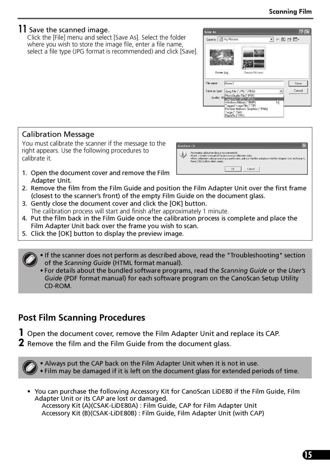 Canon LIDE 80 manual Scanning Film 