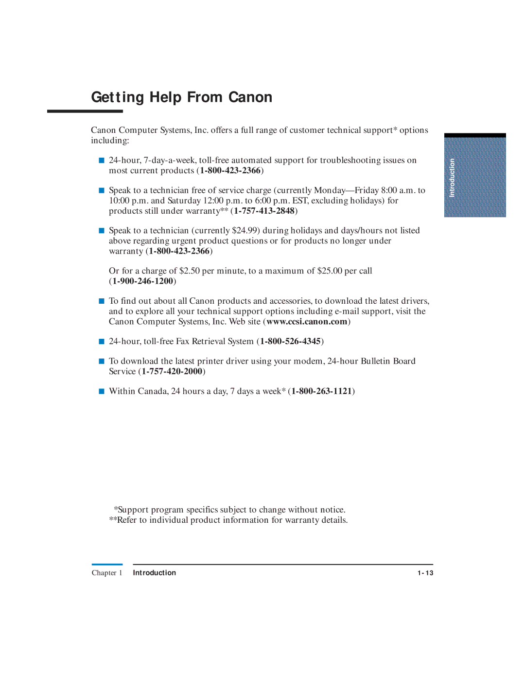 Canon LR1 user manual Getting Help From Canon 