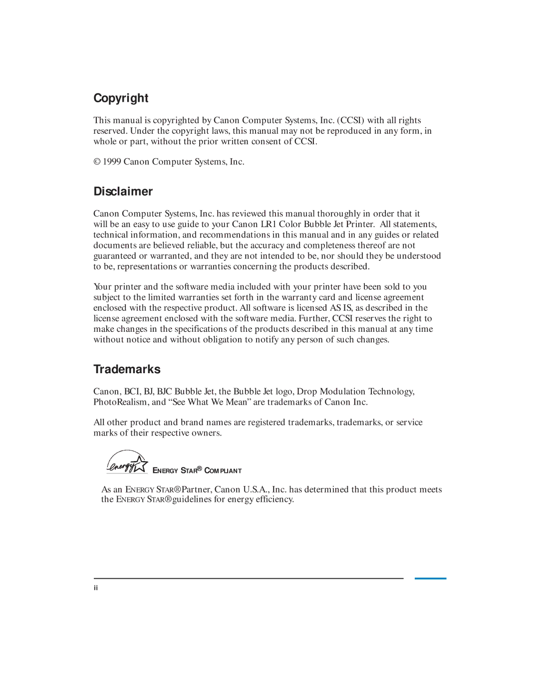 Canon LR1 user manual Copyright, Disclaimer, Trademarks 