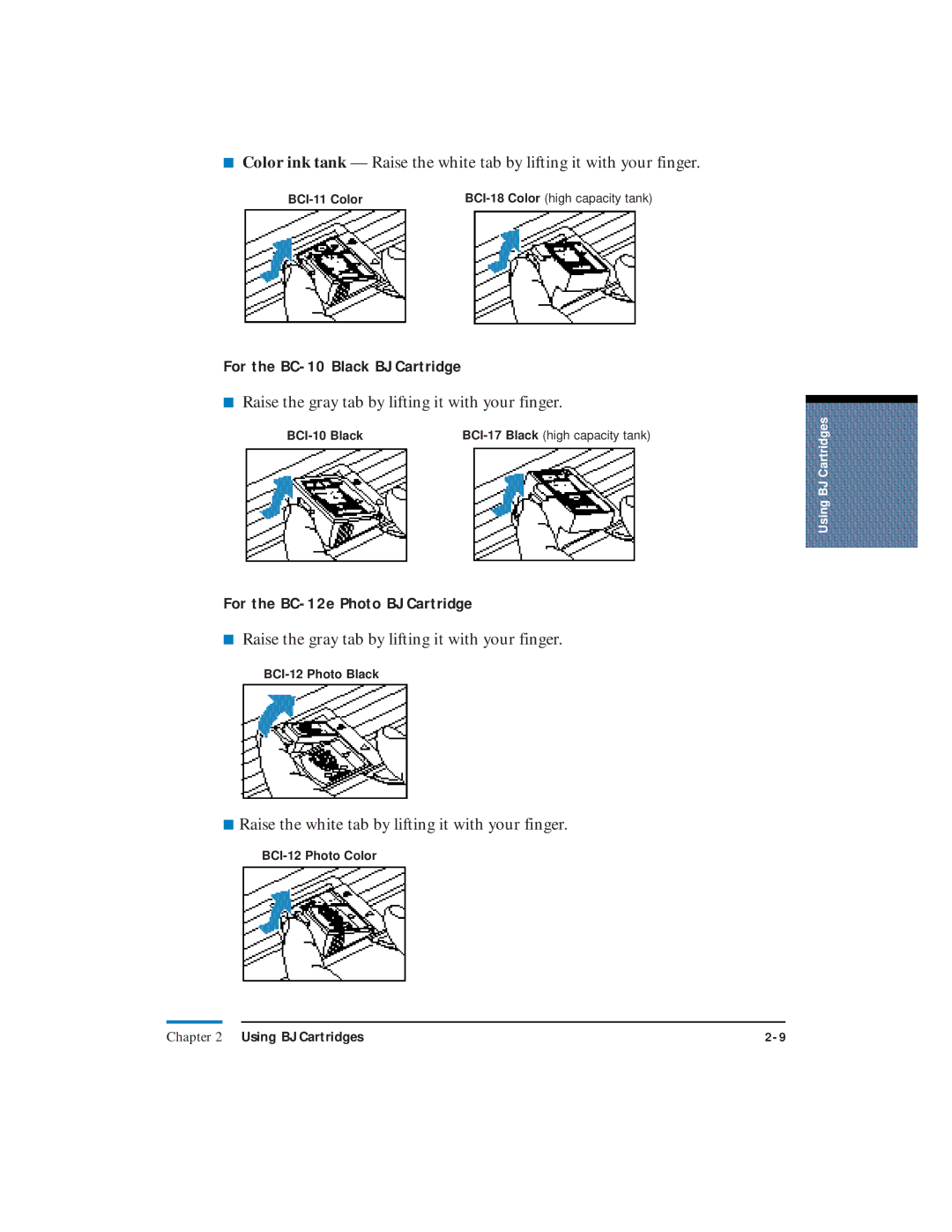 Canon LR1 user manual For the BC-10 Black BJ Cartridge, For the BC-12e Photo BJ Cartridge 