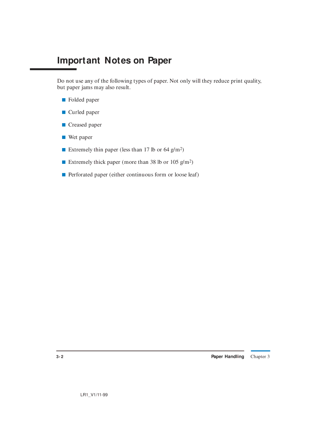 Canon LR1 user manual Important Notes on Paper 