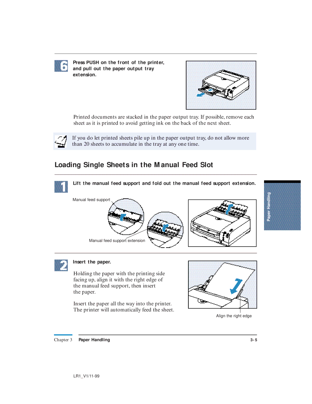 Canon LR1 user manual Loading Single Sheets in the Manual Feed Slot, Insert the paper 