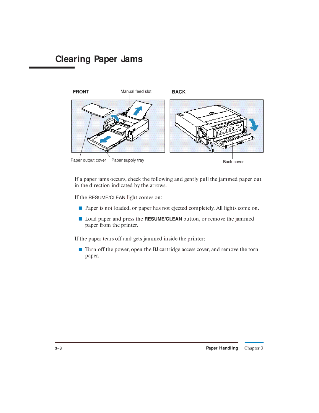 Canon LR1 user manual Clearing Paper Jams 