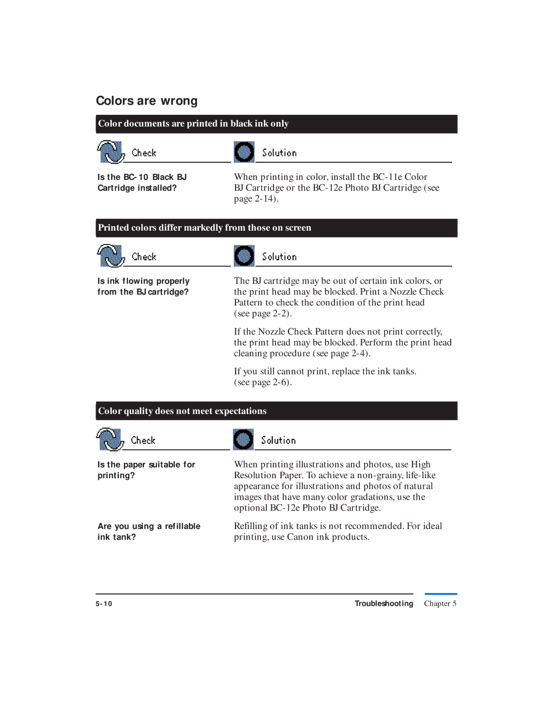 Canon LR1 user manual Colors are wrong, Is ink flowing properly, From the BJ cartridge? 