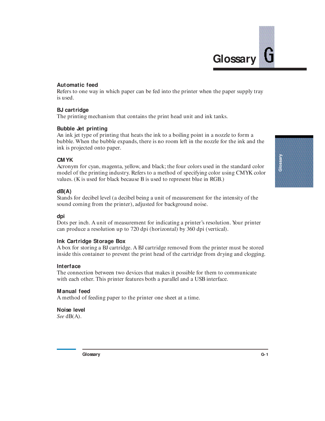 Canon LR1 user manual Glossary, Automatic feed 