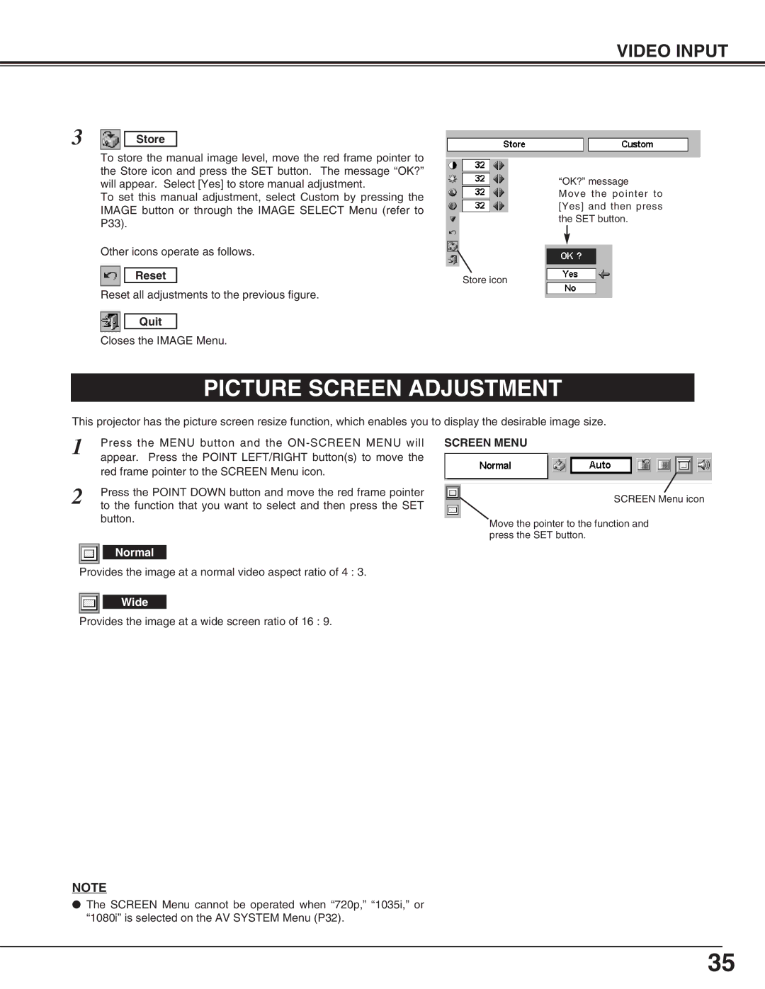 Canon LV-5200 owner manual Provides the image at a normal video aspect ratio of 4 