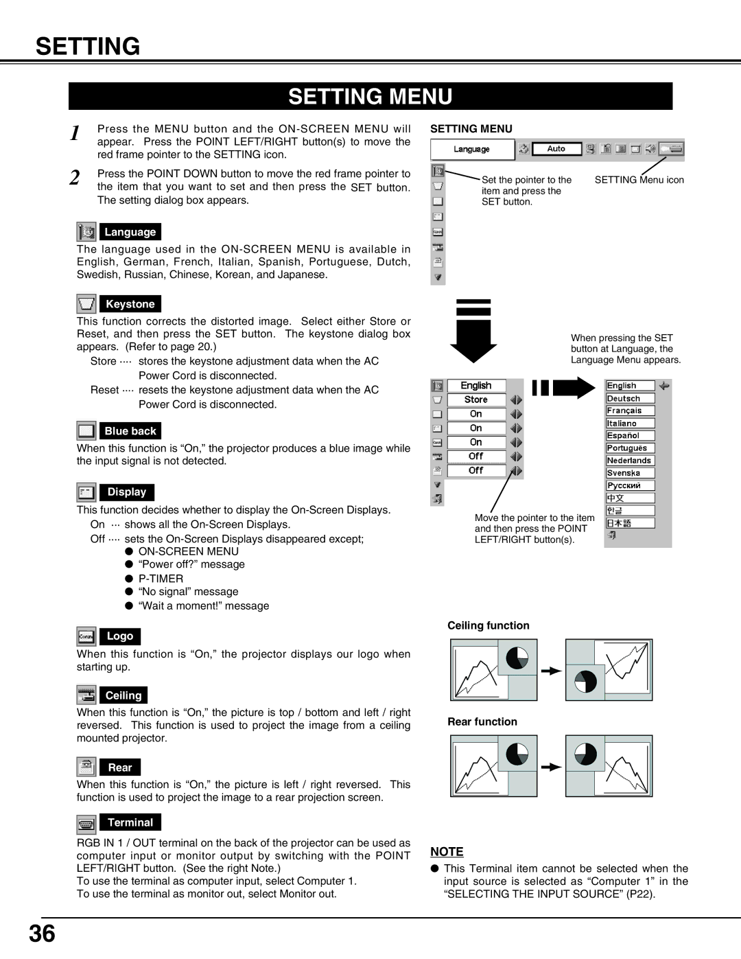 Canon LV-5200 owner manual Setting Menu 